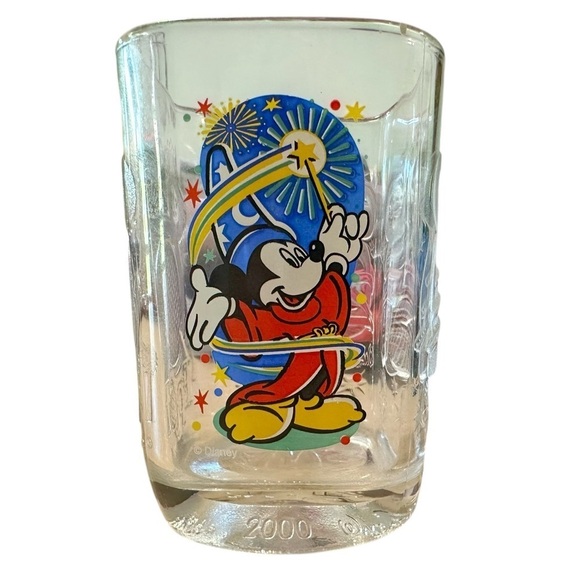 Disney Other - Mickey Mouse Walt Disney World Parks 3D Square Cups 2000 McDonalds Glass